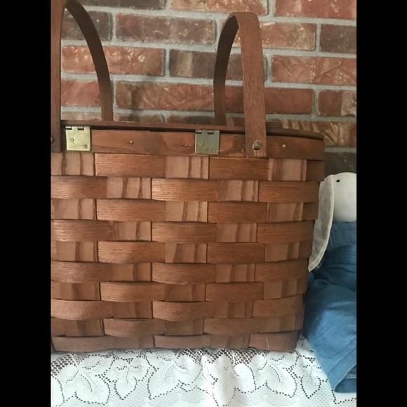 Rare Vintage 1970’s Handmade Wood Wicker Basket - Picture 4 of 8